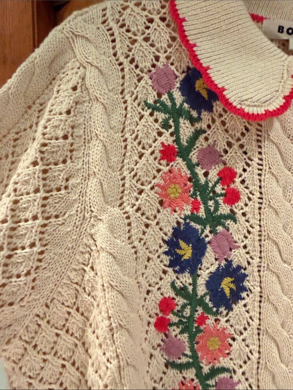 Boden Cream Floral Crochet Button-Up Sweater Large - Picture 8 of 15
